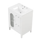 24' Bathroom Vanity with Sink, Bathroom Vanity Cabinet with Two Drawers and Door, Adjustable Shelf, Solid Wood and MDF, White (Old Sku:WF309411AAK)