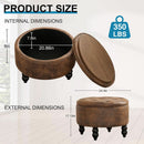 24 Inch Upholstered Storage Ottoman Featuring Tray