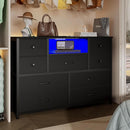 Charcoal Nine Drawer Wardrobe TV Stand With LED Lighting