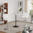 White PU Leather Swivel Bar Stool Set Of 2 Adjustable Height