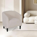 Grey Furry Barrel Accent Chair Velvet Textured Upholstered