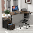 Rolling Mobile File Cabinet Drawers Open Shelf Rustic Brown