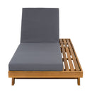 LOUNGE CHAISE SET,SPACE AVAILABLE ON ONE SIDE, ACACIA WOOD WITH WATER-RESISTANT LOUNGE CUSHIONS (Dark Grey/ & 4 INCH THICK) - MATCHING CREAM VERSION AVAILABLE