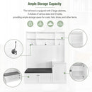 ON-TREND Elegant Design Hall Tree with Comfort and Storage Solutions, Functional Hallway Shoe Cabinet with Bench&Cushion, Modern Coat Rack with Hooks for Entryways, White (OLD SKU: SD000026AAK)