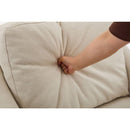 cream white fabric swivel rotating accent chair with USB and magazine book for living room and hotel bed room