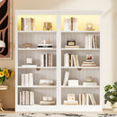 83' Tall Wood Bookcase Suite with light strip ,5-Tier Decor Bookcase Suite with Adjustable Shelves,Storage Organizer,Free Standing Storage Shelves Suite for Living Room,Home Office,White