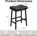 25 Inch Counter Height Bar Stools Set Of 2 In Black With PU Upholstered Saddle Seats For Comfort