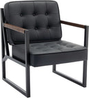 Mid Century Classic Black Leather Upholstered Accent Chair