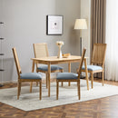 French Country Dining Chairs Set of 4 - Elegant Cane Backrest & Upholstered Seats - Rustic Weathered Finish - Solid Rubberwood Frame