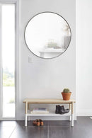 34 Inch Circle Mirror Titanium Finish For Entryways