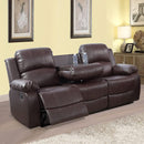 Manual Leather Recliner Sofa Set Brown For Living Room