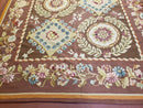 Aubusson Rug 6 x 9 Flat Weave Area Carpet European Design Flowers New Brown Rug Handmade Wool Hand-Knotted Aubusson Weave Medium Rug 6x9