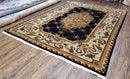 Nepal Rug 6x9, Nepalese Aubusson Area Rug 6 x 9, Hand-Knotted Wool Soft Pile Black & Beige Tibetan Aubusson New Carpet European Savonnerie