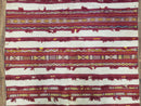 Antique Turkoman Yamud Rug 3x5 ft, 1920s Turkmen Sofreh Table Cover, Bohemian Rug, Tribal Collectible, Striped Rug, Handmade Ivory and Red