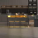 59 inch bar table, dining table, sofa table with power socket and LED light, 3 saddle stools, 4-piece bar table and chairs set for living room, dining room and kitchen