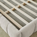 King size  Upholstered Bed Frame with Thick Fabric, Chenille Fabric Grounded Queen Size Platform Bed with Headboard and Solid Frame. No Box Spring Needed-Beige(88.5''*85.5''*24'')