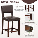 Counter Height Bar Stools Set Of Two, Twenty Four Point Five Inch, Brown Upholstered PVC Leather