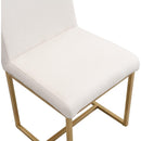 TOPMAX Modern Dining Table Set for 6 Faux Marble Kitchen Table Set with 6 Upholstered Dining Chairs, 7-Piece, White+Golden