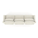 Elegant Three-Seater Sofa with Lumbar Pillow, Chenille Upholstery, Wooden Base, Ergonomic Design, Beige
