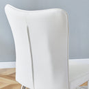 Modern Minimalist Dining Chairs Office Chairs Set with White PU Seats and Silver Metal Legs