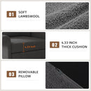 Dark Gray Lambswool Fabric Textured Sofa Bed Chair Storage