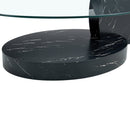 Modern Marble Pattern Double Layer Coffee Table - Versatile Design with Tempered Glass and MDF Base