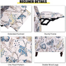 Upholstered Wingback Recliner Chair Blue Floral Elegant