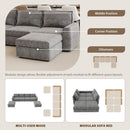 115x58" Chenille Modular Sectional Sofa,U Shaped Reversible Couch,Free Combination,6 Seat Sleeper Sofa Bed with Ottoman,Convertible Oversized Indoor Furniture for Living Room,Gray