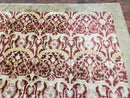 Contemporary Indian Nepalese Room Sized Rug 9 x 11.6, Wool Hand-Knotted Dark Red & Beige Soft Carpet, 9 x 12 Masterloom Living Room Rug