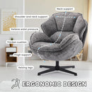 Gray Swivel Upholstered Accent Chair With Metal Legs
