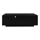 U-Can Modern High Glossy Rectangle Coffee Table, Stylish Center Table with Storage Space, Accent Furniture with 16 Color LED Lights for Living Room