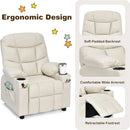 Kids Recliner Chair With Cup Holder And Footrest Beige