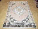Antique Moroccan Rug 5x7 Tribal Carpet, Hand-Knotted Soft Wool Pile, 5 x 7 Area Rug, Berber Rug, Geometric Open Field Medallion, Pink Ivory
