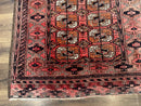 Antique Turkoman Rug 3.7 x 6.7, Red, Wool Runner Rug