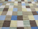5' X 8' Hand-knotted Kilim Dhurrie Wool Cotton Rug Flat Weave Carpet Checkered Pattern Colorful Multicolor