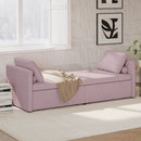 Modern Upholstered Chaise Lounger Daybed Small Single Daybed with 2 Drawers, No Mattress Needed, Perfect For Living Rooms & Home Office, Linen Fabric, Pink