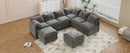 Mirod Versatile 8-Piece Modular Sofa Bed with Storage,Stylish Faux Double-Layer Cushions,Comfortable & Durable Design,Perfect for Any Living Space