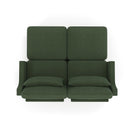 Stylish Two-Seater Sofa with Ottoman and Lumbar Pillows, Green Chenille Fabric, Ergonomic Design