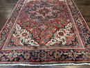 Persian Heriz Rug 6.6 x 9, Geometric Wool Persian Carpet