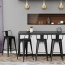 26 Inch Black Industrial Metal Bar Stools Set Of 4 For Indoor Outdoor Weather Resistant Ergonomic Comfort