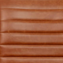 Low-Back Ribbed Upholstered Vinyl Swivel Desk Chair, Brown, Adjustable Height