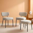 Boucle Upholstered Dining Chairs Set Of 4 With Curved Backrest Metal Legs Grey