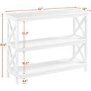 White Three Tier Console Table With Storage Shelves