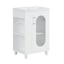 20' Bathroom Vanity with Sink, Bathroom Vanity Cabinet with Two-tier Shelf, Adjustable Shelf, Solid Wood and MDF, White(Old Sku:WF322518AAK)