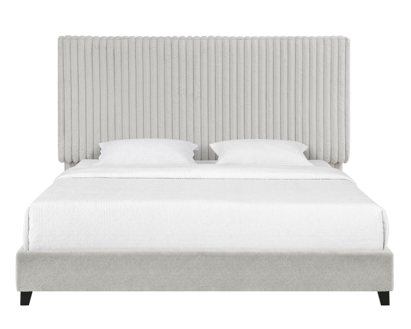 Walker Edison | King Size Minky Stone Upholstered Platform Bed