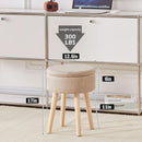 Khaki Linen Storage Velvet Upholstered Ottoman With Tray