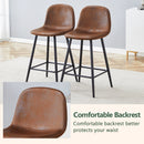 Brown Techno-Fabric Bar Chair Set - Two Pieces, Rounded Backrest, Black Metal Legs, Multiple Colors
