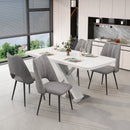 5-Piece Dining Table and Chair Set, Including 4 Grey Chairs and a Retractable Dining Table in White, Suitable For 4 to 6 People's Dining Tables, Suitable for Kitchens and Living Rooms
