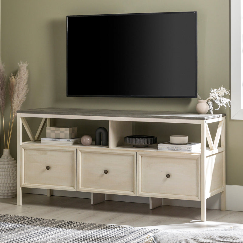 60" Distressed 3-Drawer TV Console