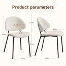 Set of 4 Upholstered Boucle Fabric Dining Chairs Mid-Century Modern Dining Chairs with Curved Backrest for Dining Room Kitchen (White)